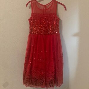Speechless Sequined Tulle Special occasion Dress in Red for Girls SZ 14
